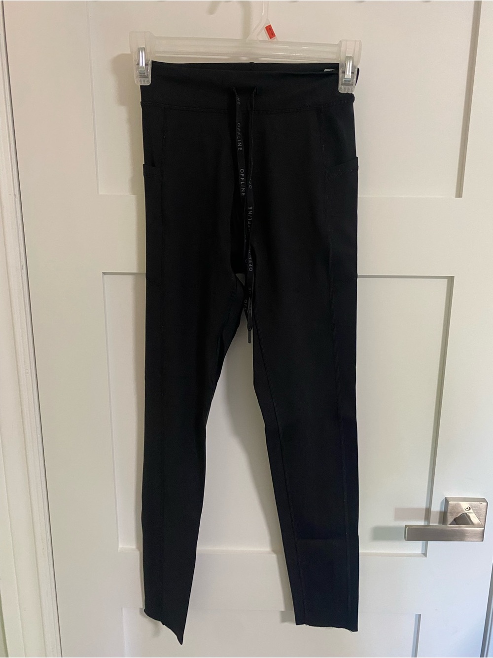 aerie Black High-Rise Leggings with Drawstring
